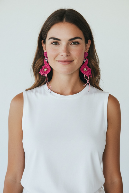 Pink Flamingo Statement Earrings