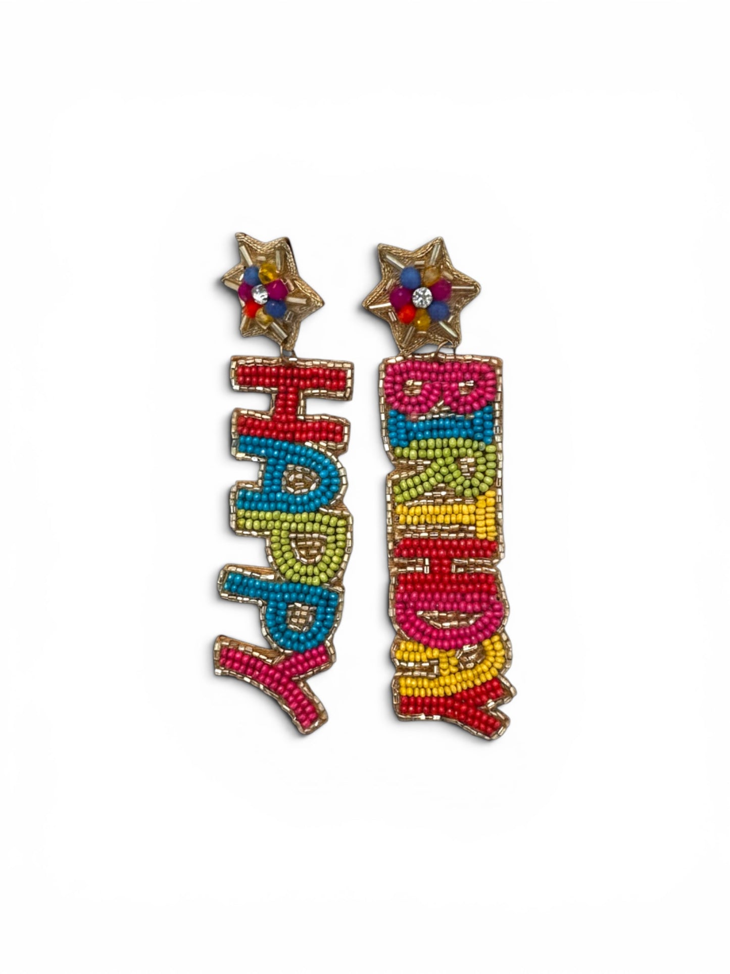 Happy Birthday Beaded Earrings