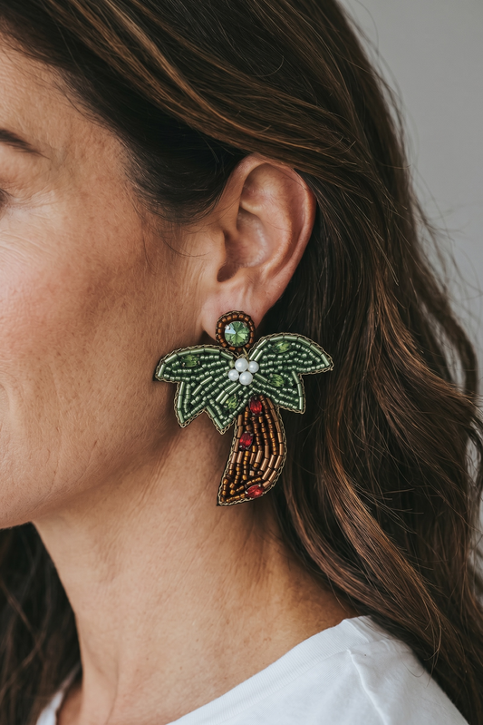 Palm Paradise Beaded Earrings