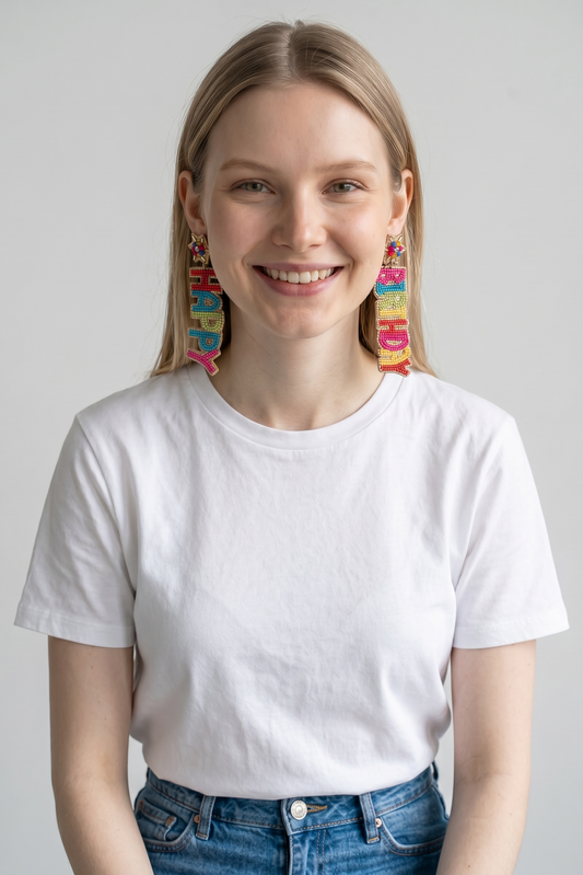 Happy Birthday Beaded Earrings
