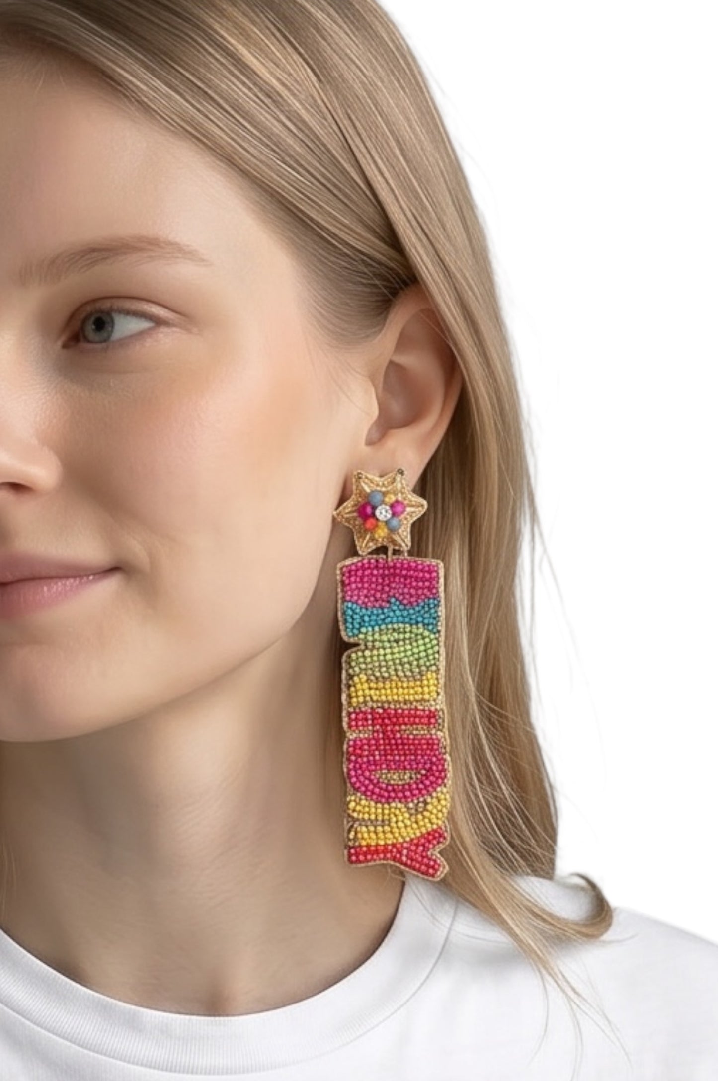 Happy Birthday Beaded Earrings