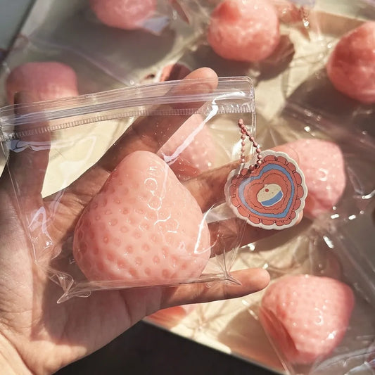 Strawberry Fruit Shape Squishy Fidget Toy, Slow Rebound Sensory Squeeze Toy for Stress Relief and Play